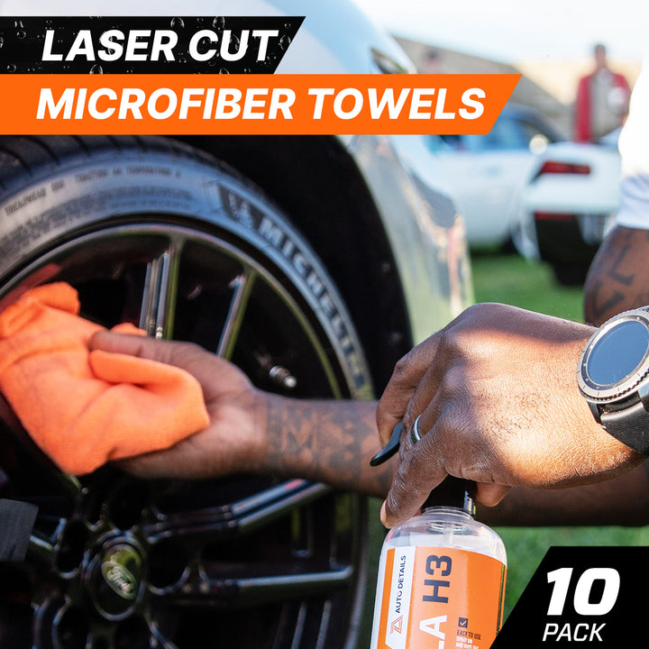 Laser Cut Seamless Microfiber Towels - 10 Pack